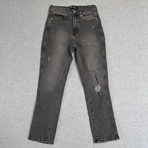 Gap Jeans Womens 27 Black Vintage Slim Straight High Rise Distressed Faded Denim